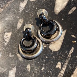 Lia Sophia Black & Silver Drop Earrings